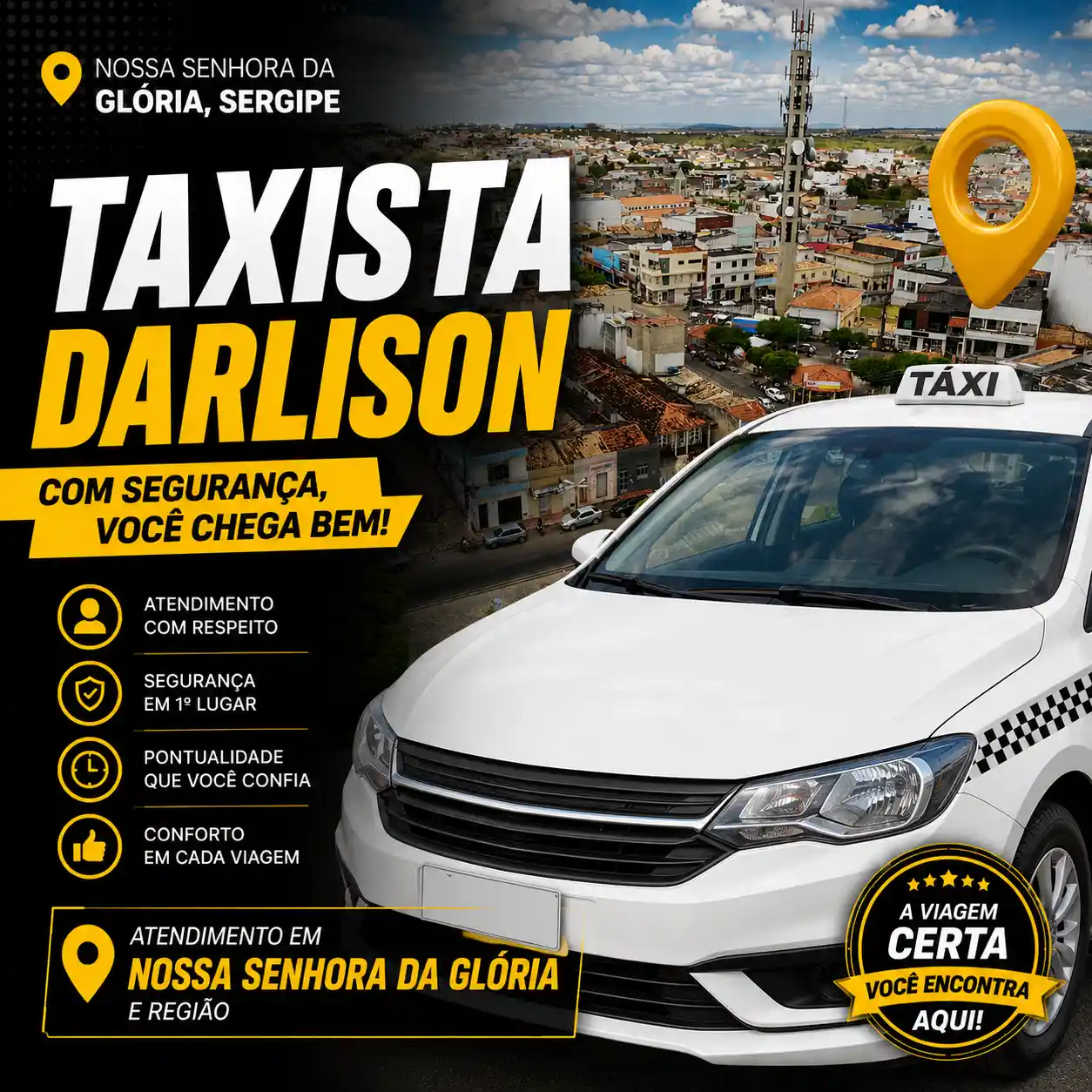 Taxista Darlison em Nossa Senhora da Glória